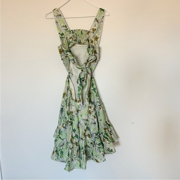 Alemais Astra Floral Cutout Linen Mini Dress Green - Picture 5 of 7